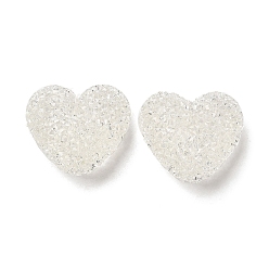 White Resin Beads, with Rhinestone, Drusy Heart, White, 17x19x10.5mm, Hole: 1.6mm