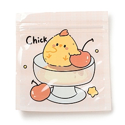 Chick Square Plastic Packaging Zip Lock Bags, with Cartoon Animal Pattern, Top Self Seal Pouches, Chick, 10.9x10x0.15cm, Unilateral Thickness: 2.5 Mil(0.065mm)