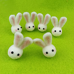 White Rabbit Head Handmade Wool Felt Ornament Accessories, for DIY Children Hair Tie, White, 65x30mm