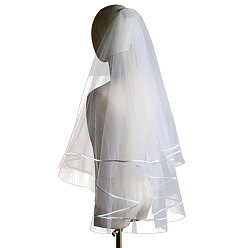 White Nylon Bridal Mesh Veil Floral Cloth Hair Combs, Hair Accessories for Women, White, 800~1000mm