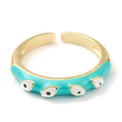 Голубой Манжеты с латунной эмалью, открытые кольца, злые глаза, золотые, голубой, размер США 6, внутренний диаметр: 17 мм
