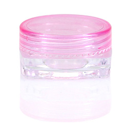 Pearl Pink Transparent Plastic Empty Portable Facial Cream Jar, Tiny Makeup Sample Containers, with Screw Lid, Square, Pearl Pink, & Clear 3x1.5cm, Capacity: 3g