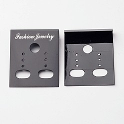 Black Plastic Earring Display Card, Black, about 38mm long, 30mm wide
