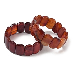 Полосатый Агат Браслеты из натуральных полосчатых бусин агата для женщин и мужчин, овальные, окрашенная и подогревом, 1 дюйм (2.4 см), внутренний диаметр: 2-1/2 дюйм (6.45 см)