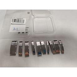 Нержавеющая Сталь Цвет 10 шт. 10 стилей 202 подвески из нержавеющей стали, для изготовления кожаных браслетов, прямоугольные, цвет нержавеющей стали, 38~41x6~15.5x7~9.5 мм, отверстие : 3~10.4x3~14 мм, 1 шт / стиль