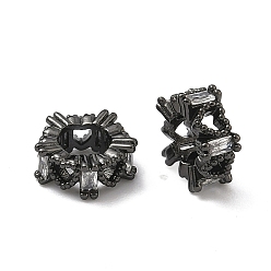 Черный Цвет Металла Бусины в форме сердца из латуни с микропаве и прозрачным кубическим цирконием, европейские бусины, RONDELLE большие шарики отверстия, без кадмия и без свинца, стойки покрытие, долговечный, металлический черный , 10x4 мм, отверстие : 5 мм