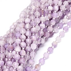 Amethyst Natural Amethyst Beads Strands, with Seed Beads, Faceted, Bicone, Double Terminated Point Prism Beads, 5~7x6mm, Hole: 0.8mm, about 48pcs/strand, 15.55 inch(39.5cm)