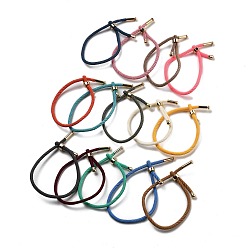 (52) Непрозрачная лаванда Браслеты хлопок шнур, с латунной найти, долговечный, реальный 24 k позолоченный, разноцветные, 8-1/2 дюйм (21.5 см) ~ 9 дюйм (23 см)