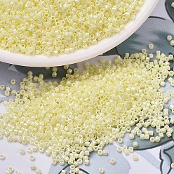 (DB1501) Opaque Pale Yellow AB MIYUKI Delica Beads, Cylinder, Japanese Seed Beads, 11/0, (DB1501) Opaque Pale Yellow AB, 1.3x1.6mm, Hole: 0.8mm, about 2000pcs/bottle, 10g/bottle