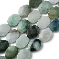 Jadeite Natural Myanmar Jadeite Beads Strands, Faceted, Flat Oval, 20x15~15.5x5.5~6mm, Hole: 1mm, about 20pcs/strand, 16.06''(40.8cm)