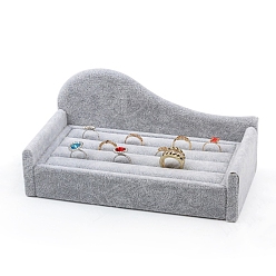 Gris Claro Vitrinas de anillos de terciopelo, soporte organizador de anillos en forma de sofá, gris claro, 21.3x10.4x5.2 cm