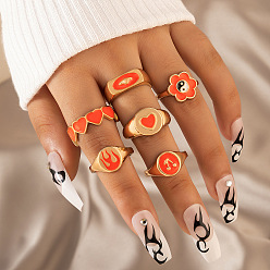 orange (special offer) Tai Chi Flower Heart Flame Six-Piece Ring Set for Women