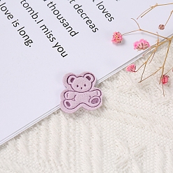 Plum Bear Cloth Labels, Handmade Embossed Tag, for DIY Jeans, Bags, Shoes, Hat Accessories, Plum, 18x19mm