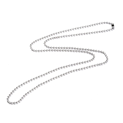 Stainless Steel Color 304 Stainless Steel Ball Chain Necklaces, Stainless Steel Color, 27.16 inch(69cm), 2.5mm