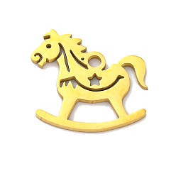 Золотой 201 прелести нержавеющей стали, лазерная резка, лошадь очарование, золотые, 14x13.5x1 мм, отверстие : 1.5 мм