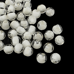 White Handmade Luminous Lampwork Beads, Round, White, 8mm, Hole: 1mm
