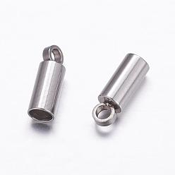 Stainless Steel Color 304 Stainless Steel Cord Ends, End Caps, Stainless Steel Color, 8.5x3mm, Hole: 1.5mm, Inner Diameter: 2.5mm