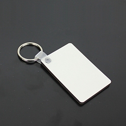Platinum Sublimation Double-Sided Blank MDF Keychains, with Rectangle Shape Wooden Hard Board Pendants and Iron Split Key Rings, Platinum, 6x4x0.3cm