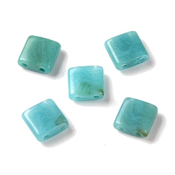 Dark Turquoise Opaque Acrylic Slide Charms, Square, Dark Turquoise, 5.2x5.2x2mm, Hole: 0.8mm