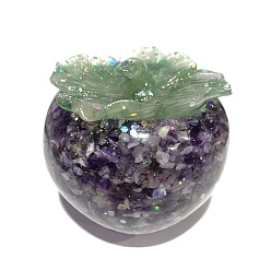 Аметист Украшение из смолы хурмы, с кусочками натурального аметиста внутри статуй для украшения домашнего офиса, 80x80x70 мм