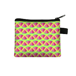 Yellow Watermelon Printed Polyester Coin Wallet Zipper Purse, for Kechain, Card Storage Bag, Rectangle, Yellow, 13.5x11cm