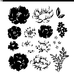 Flower Clear Silicone Stamps, for DIY Scrapbooking, Photo Album Decorative, Cards Making, Flower, 140x140mm