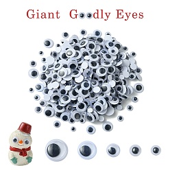 Black 500Pcs 5 Style Black & White Plastic Wiggle Googly Eyes Buttons DIY Scrapbooking Crafts Toy Accessories with Label Paster on Back, Black, 8~12x3mm