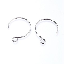 Stainless Steel Color 304 Stainless Steel Earring Hooks, with Horizontal Loop, Balloon Ear Wire, Stainless Steel Color, 23~34x18~19x0.8mm, Hole: 2mm, 20 Gauge, Pin: 0.8mm