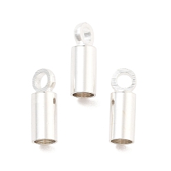 Серебро Стойки обшивки концов латуни шнур, без кадмия и без свинца, колонка, серебряные, 0.9x0.3x0.16 см