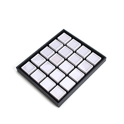 Белый Прямоугольные черные подносы из искусственной кожи, с 20шт. мини-квадратные пластиковые коробки для хранения россыпью алмазов, белые, 26x32x2.5 см, маленькая коробка: 5x5 см