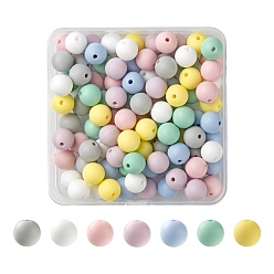 Mixed Color 7 Colors Food Grade Eco-Friendly Silicone Beads, Chewing Beads For Teethers, DIY Nursing Necklaces Making, Round, Mixed Color, 12mm, Hole: 2mm, 100pcs/box