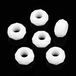 Снежный Стеклянные шампала бусины, бусины с большим отверстием, Без металлического сердечника, рондель, снег, 14x8 мм, отверстие : 5 мм