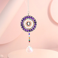 Amethyst Crystals Pendants Decoration, with Gemstone Beads, for Home, Garden Decoration, 350mm