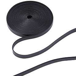 Black Gorgecraft Flat Leather Jewelry Cord, Jewelry DIY Making Material, Black, 8x1.4mm, about 5.47 Yards(5m)/Roll