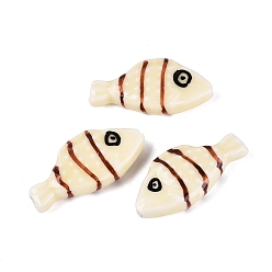 Cornsilk Hand Painted Fish Shaped Porcelain Beads, Polka Dot Animal Ceramic Beads, Cornsilk, 28.5~29x13~14x5.5~6mm, Hole: 1.6~2mm