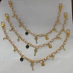 Золотой 3шт. клевер ключ звезда подвеска алюминиевый кабель цепочка сумка декоративные цепи, Сплав с застежками, аксессуары для замены сумок, зелёные, золотые, 400 мм