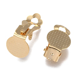 Golden 304 Stainless Steel Clip-on Earring Findings, with Round Flat Pad, Flat Round, Golden, Tray: 9.8mm, 16x10x7mm