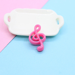 Темно-Розовый 10 Кабошоны из непрозрачной смолы для музыкальных нот, темно-розовыми, 21x14 мм