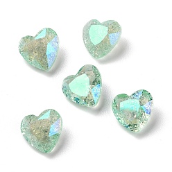Синий Циркон Стеклянные кабошоны со стразами в стиле лунного света, задние и задние, сердце, синий циркон, 10x10x5.5 мм