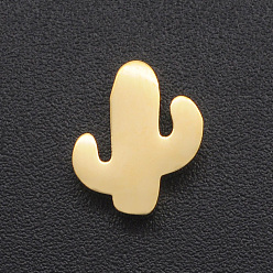 Golden 201 Stainless Steel Charms, for Simple Necklaces Making, Stamping Blank Tag, Laser Cut, Cactus, Golden, 10x8.5x3mm, Hole: 1.8mm