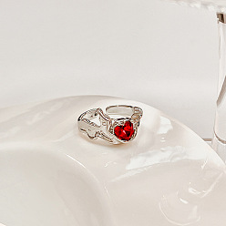 J924 Fiery Ruby Finger Ring: Unique Christmas Fashion Accessory with Irregular Design Sense