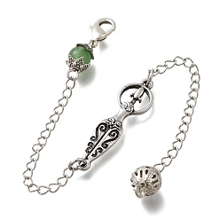 Зеленый Авантюрин Биолокационные маятники из натурального зеленого авантюрина, с реечным покрытием, фурнитура из латуни и сплавов, богиня, 180 мм