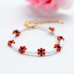 S003_03 Red Handmade Simple Sweet Women's Beaded Bracelet - HyunA's Bracelet, Anklet Jewelry.