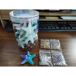 Golden & Silver DIY Dangle Earring Making Kits, Including Resin Pendants, Brass Earring Hooks & Jump Rings, Starfish, Golden & Silver, 130pcs/box