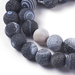 Dark Gray Natural Weathered Agate Beads Strands, Dyed & Heated, Round, Dark Gray, 8mm, Hole: 1.2mm, about 48pcs/strand, 14.37 inch