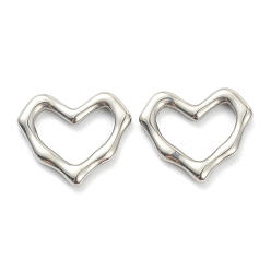 Stainless Steel Color 304 Stainless Steel Linking Rings, Heart, Stainless Steel Color, 16.5x19x2.5mm, Inner Diameter: 13x11mm