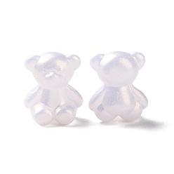 White Opaque Acrylic Glitter Beads, Bear, White, 18x15x10.5mm, Hole: 3mm, about 410pcs/500g