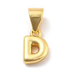 Letter D Brass Charms, Real 18K Gold Plated, Long-Lasting Plated, Lead Free & Cadmium Free, Letter Charm, Letter D, 9x6x2mm, Hole: 5x3.5mm