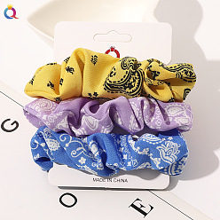 New three-piece set - New Little Walnuts (yellow, purple and blue) Super Fairy Cloth Large Intestine Circle Hair Rope Hair Accessories for Women.