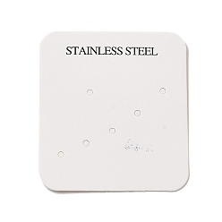 White Paper Display Card with Word Stainless Steel, Used For Earrings, Square, White, 5.5x5x0.05cm